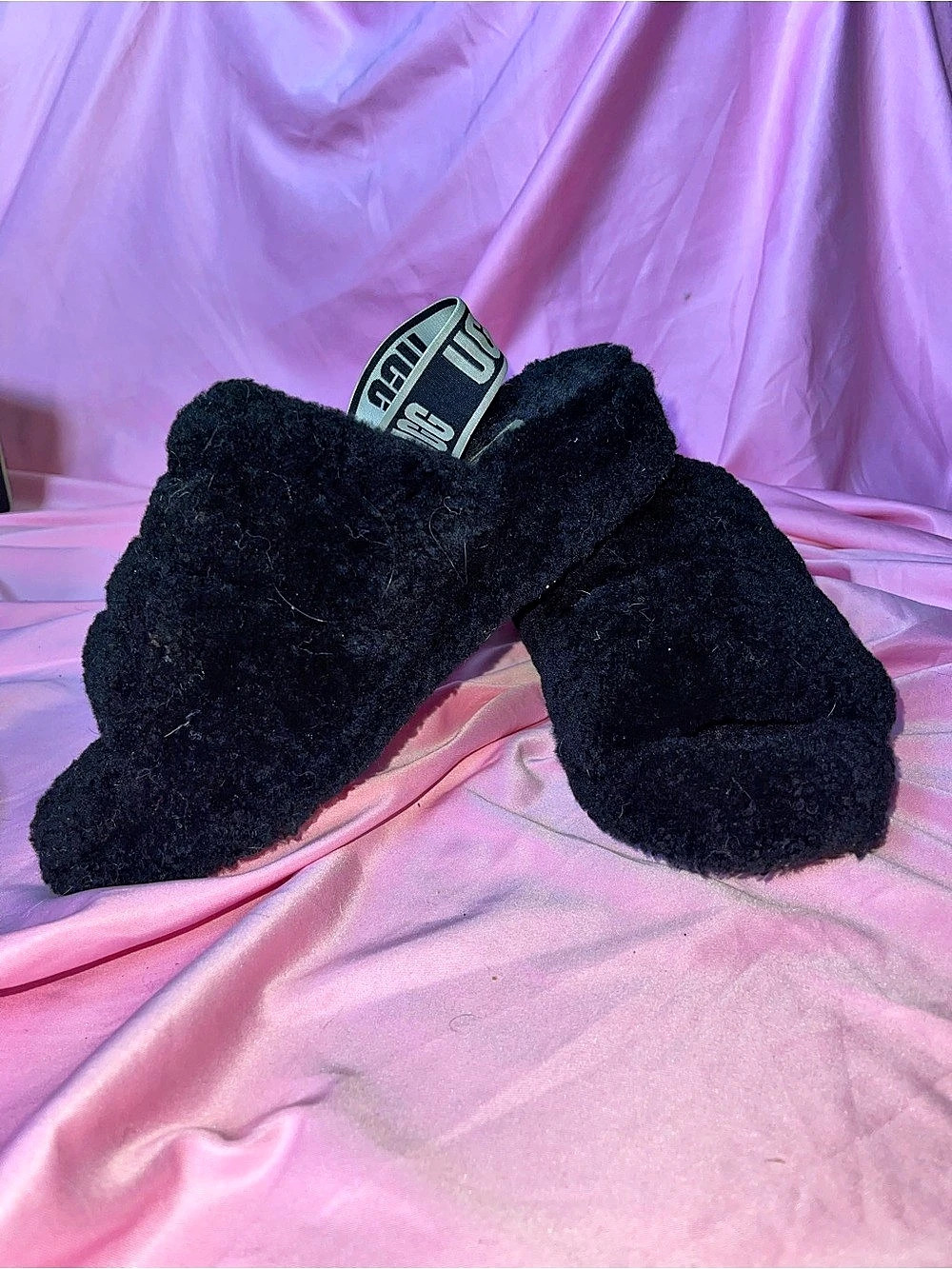 UGG Fluff Yeah Slide Black Slippers SZ 7